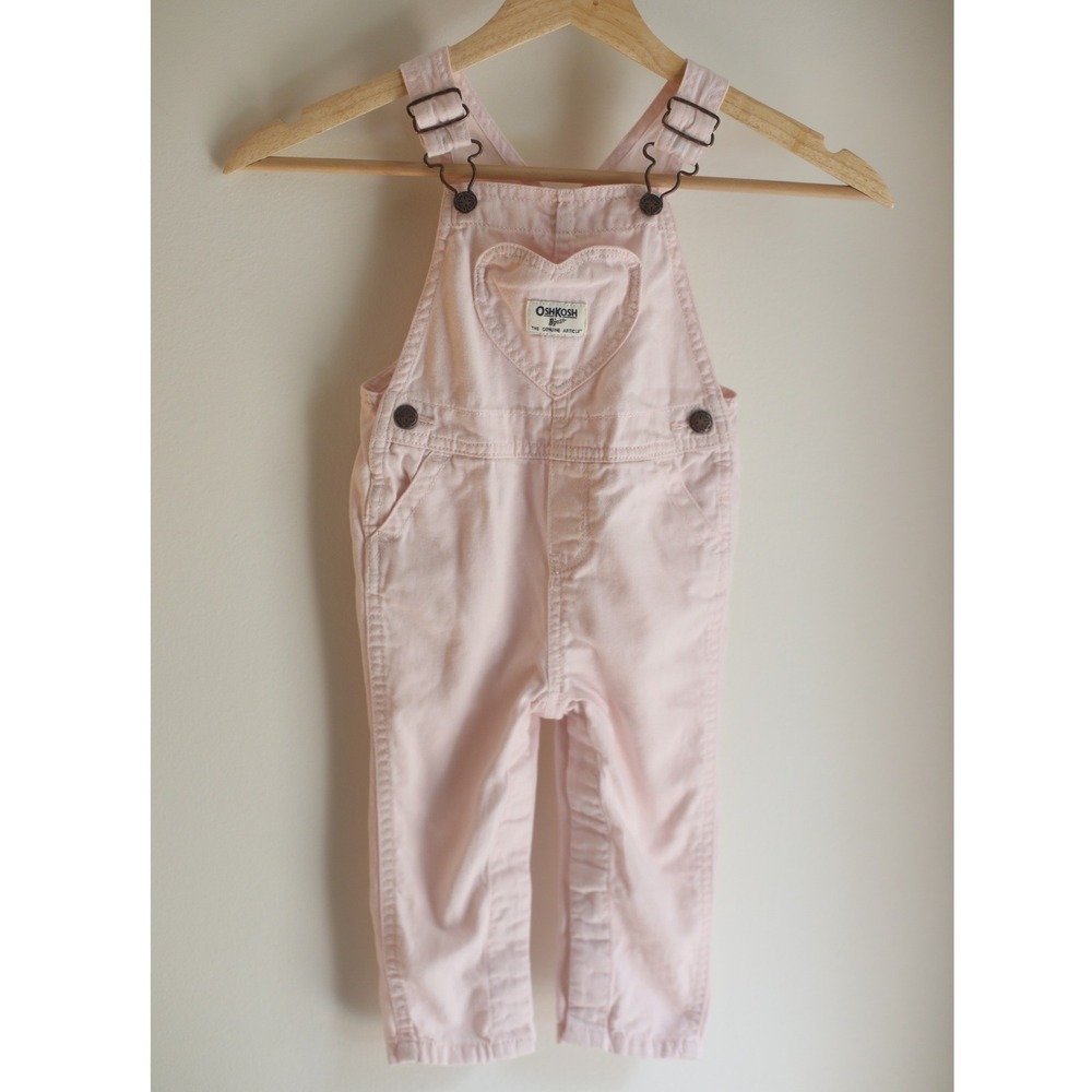 OshKosh Bgosh Kids Pink Denim Heart Pocket Vestbak Overalls Pants